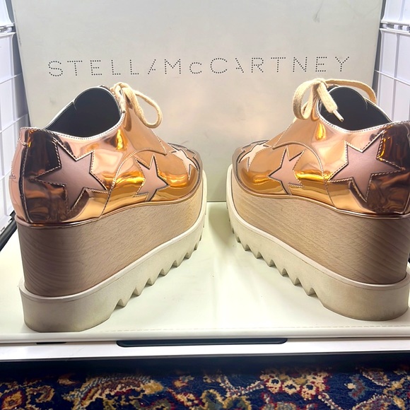 Stella McCartney Women's Elyse Star Cutout Wedge pink stars platforms 5.5-6 - Picture 7 of 16